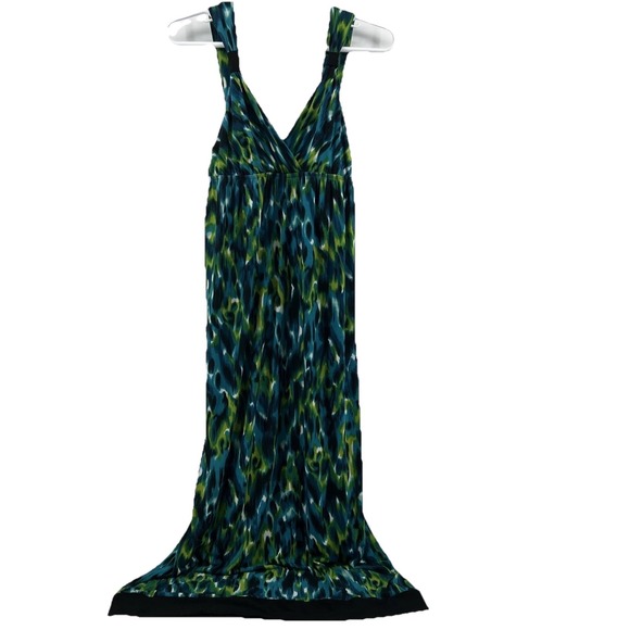 Maxi Dress Women's XL Blue Green Abstract Coastal Casual Mom Vacation ABStudio - Picture 2 of 12